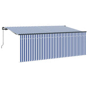 Tenda da Sole | Tenda Retrattile Blu e Bianco 400 x 200 cm