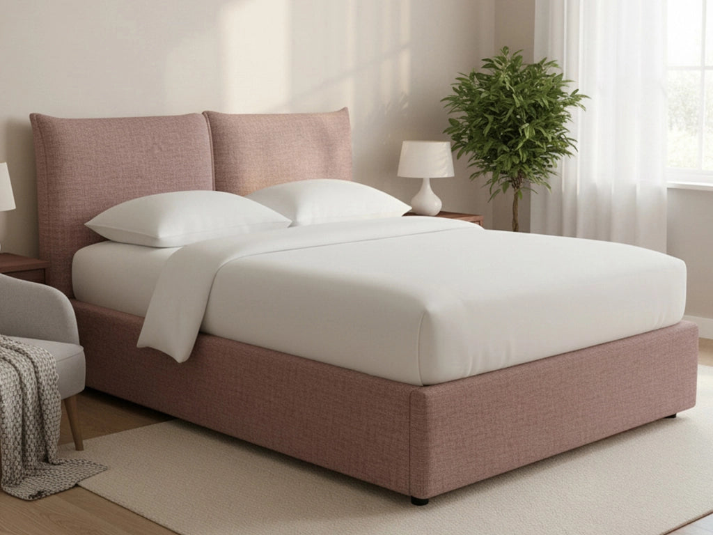 Uckfield, Letto Matrimoniale Sfoderabile Made in Italy, Rosa Antico