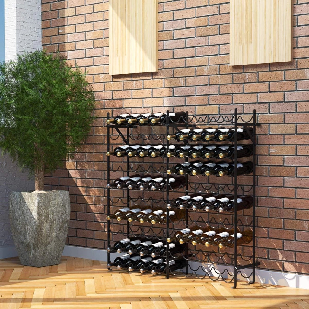 Cantina Portabottiglie in Metallo, Scaffale Espositivo per Vino Stabile Senza Oscillazioni, Porta Vino a 10 Ripiani per 100 Bottiglie, per Bar, Cantina e Sala da Pranzo, 98 x 25,5 x 100 cm