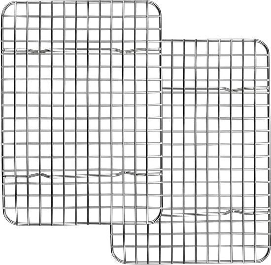 Set di raffreddamento per torte in acciaio inossidabile, 2 pezzi, raffreddamento rettangolare per cuocere/raffreddare/bruciare/grigliare, 29,8 cm × 22,8 cm × 2 cm, salutare & inossidabile & resistente al lavastoviglie