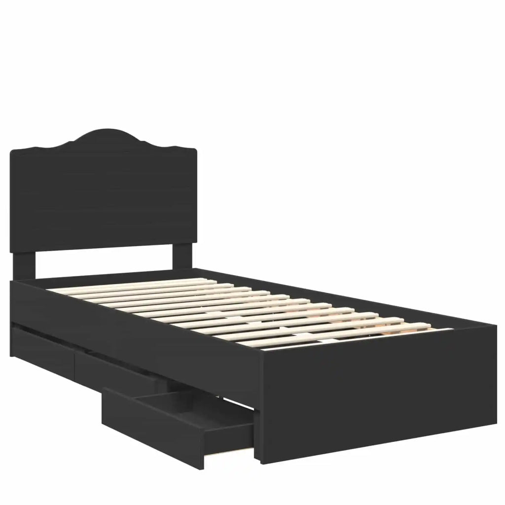 Struttura del letto-Giroletto Nero 75 x 190 cm Legno Ingegnerizzato 705091