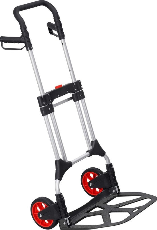 Carrello trasportatore pieghevole in altezza regolabile - Alluminio/Plastica - Capacità di carico 200 kg - Carrello con piatto metallico e pneumatici