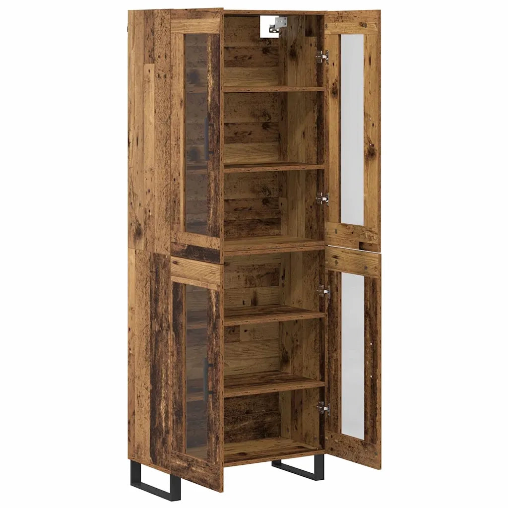 Credenza 2 pcs Legno vecchio Legno Stratificato e Vetro
