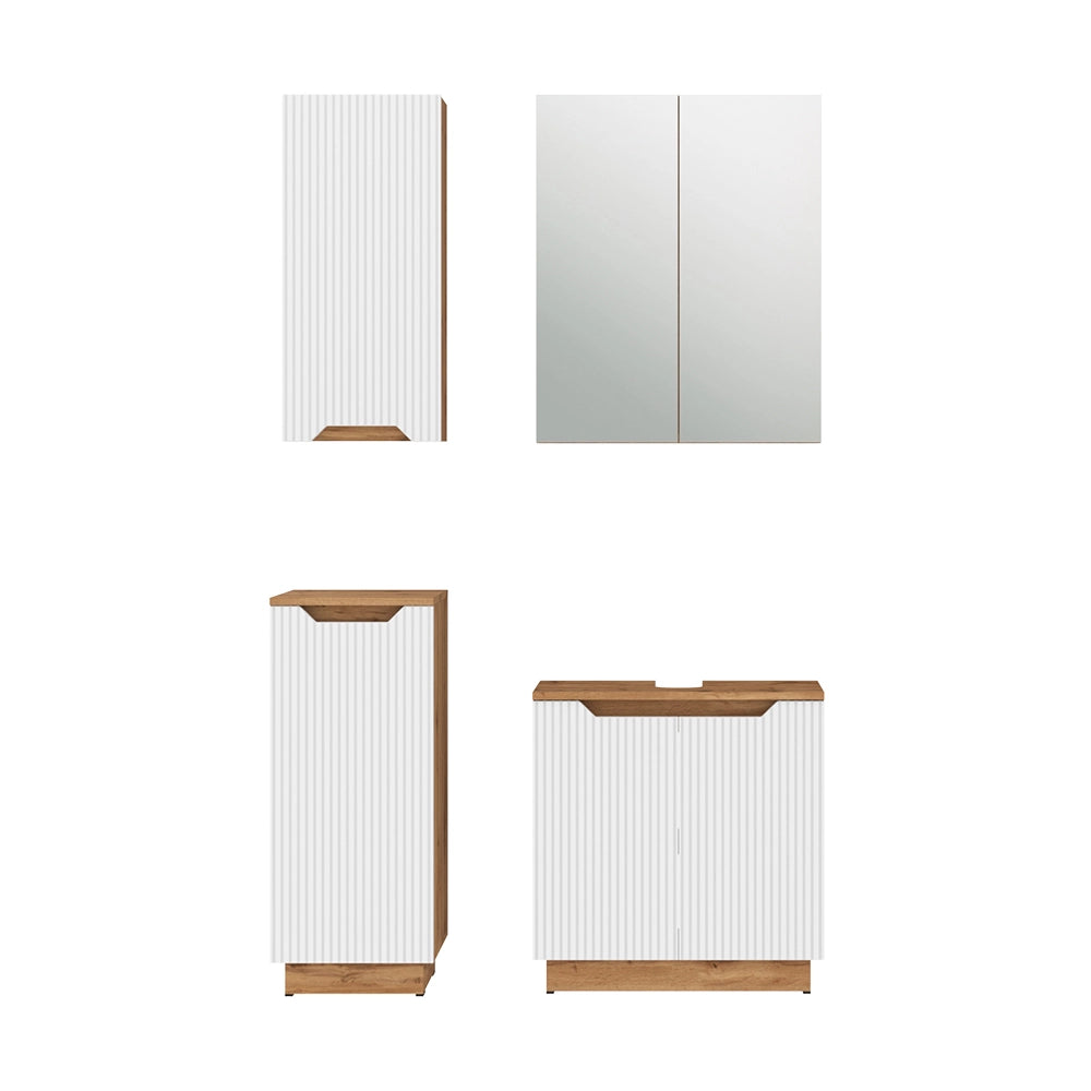 Vicco Set di mobili da bagno Rovere/bianco a strisce 4 parti