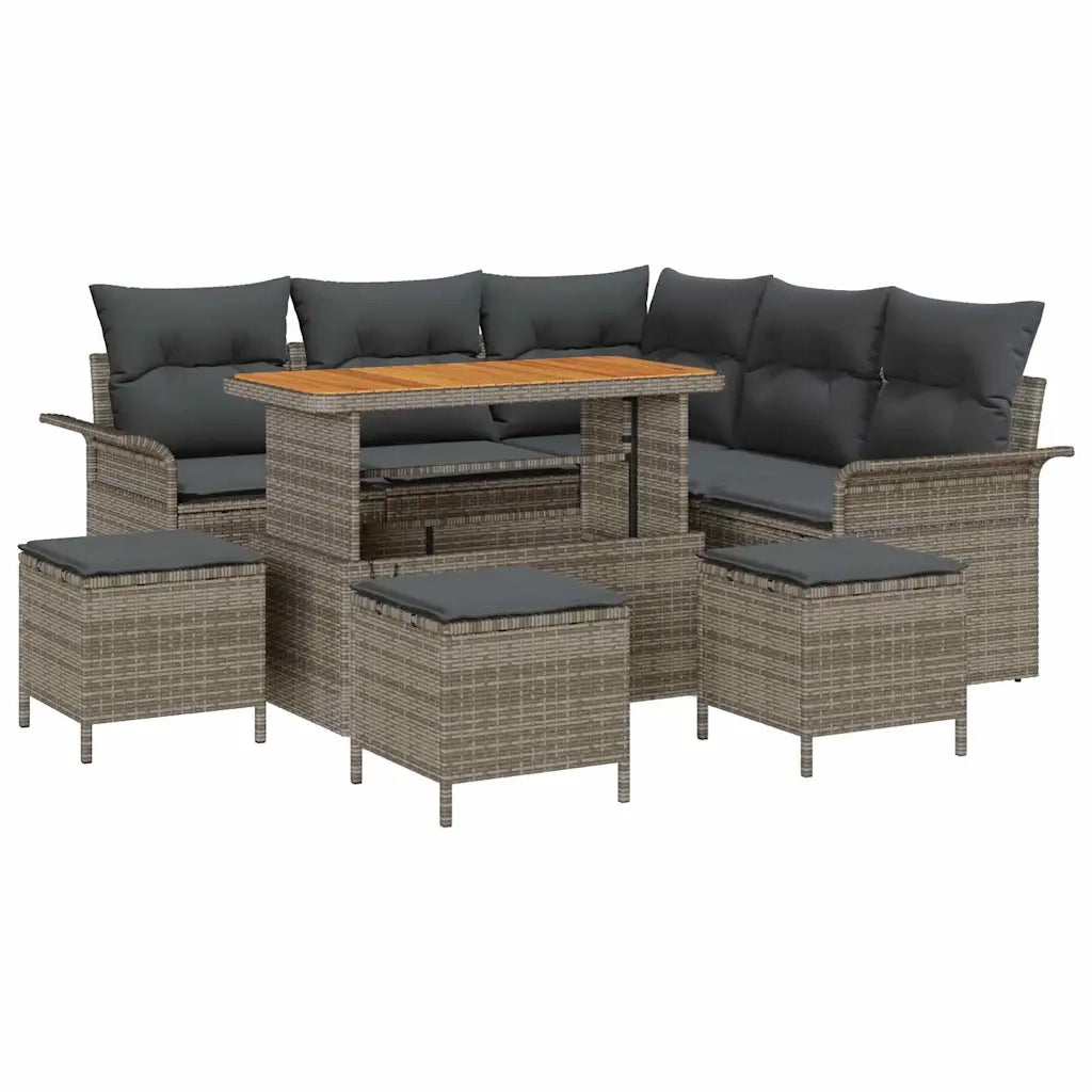 Set Divano da Giardino con cuscino con cuscino 9 pcs Grigio