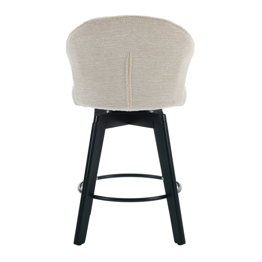 Sgabello da bar girevole in ciniglia beige con schienale
