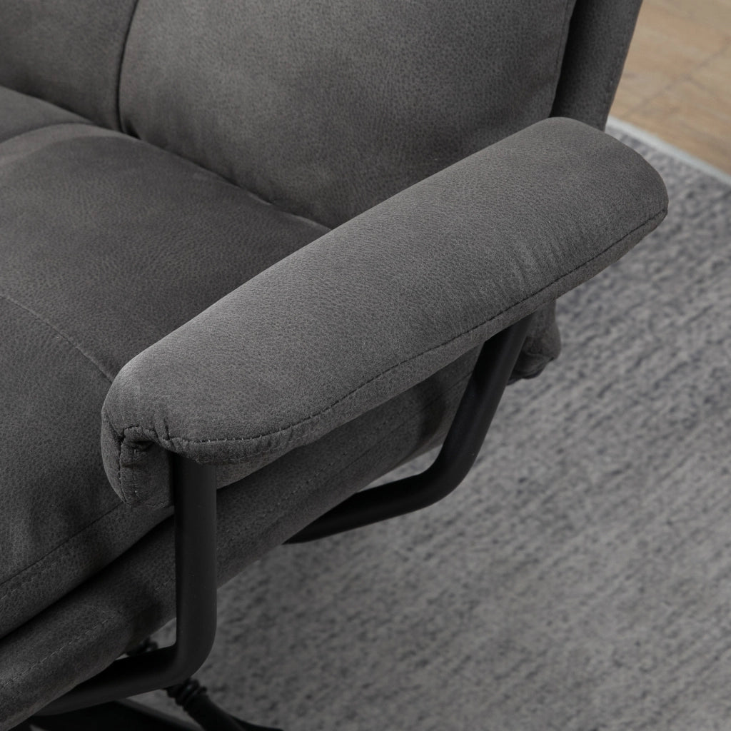 Poltrona relax con poggiapiedi ¨C zephmum ¨C schienale reclinabile, tessuto microfibra, grigio scuro
