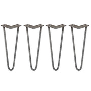 4 Gambe per Tavolo a Forcina SkiSki Legs 35,5cm Acciaio Naturale 2 Rebbi 12mm