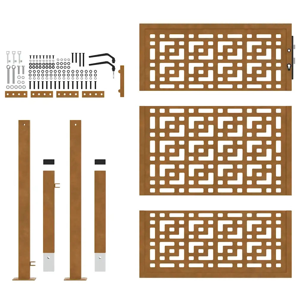 vidaXL Cancello da Giardino 105x130 cm Acciaio Corten Design a Croce