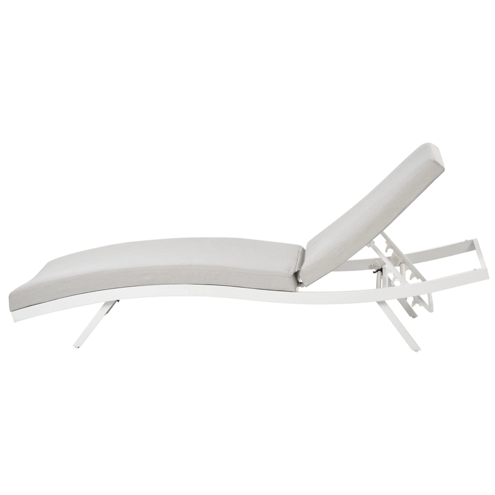Set di 2 lettini da giardino Tessuto grigio chiaro Telaio in alluminio bianco Schienale reclinabile regolabile Imbottito Stile moderno
