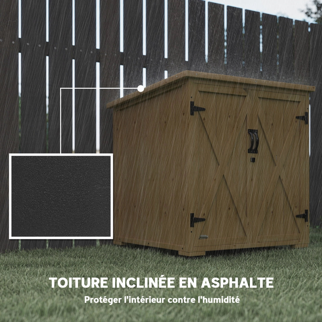 Armadio da giardino legno con ante e ripiani ¨C Xylo ¨C Tetto bitumato abete