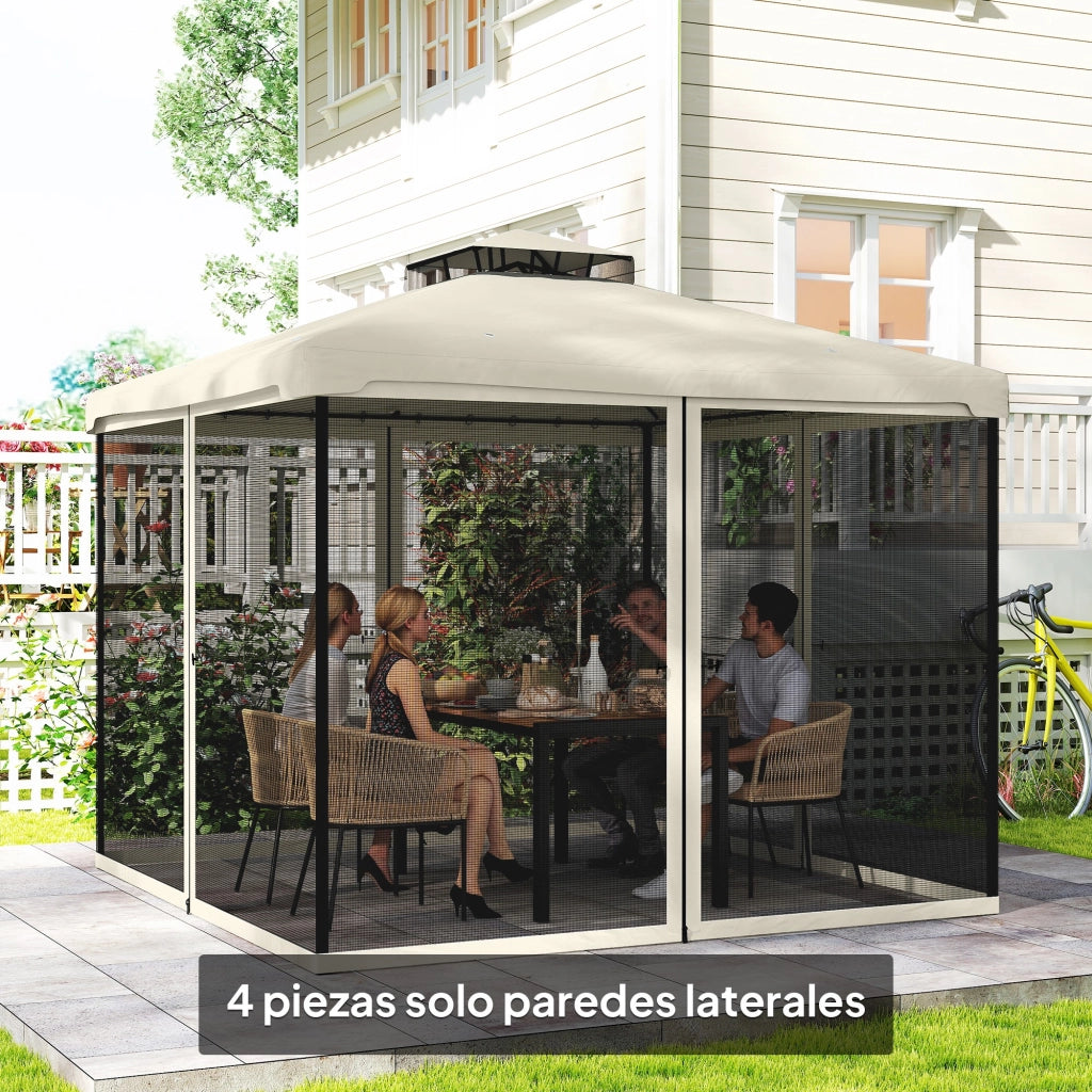 Pannelli Laterali con Zanzariera per Gazebo ¨C zephmum ¨C Nero 3x2 cm