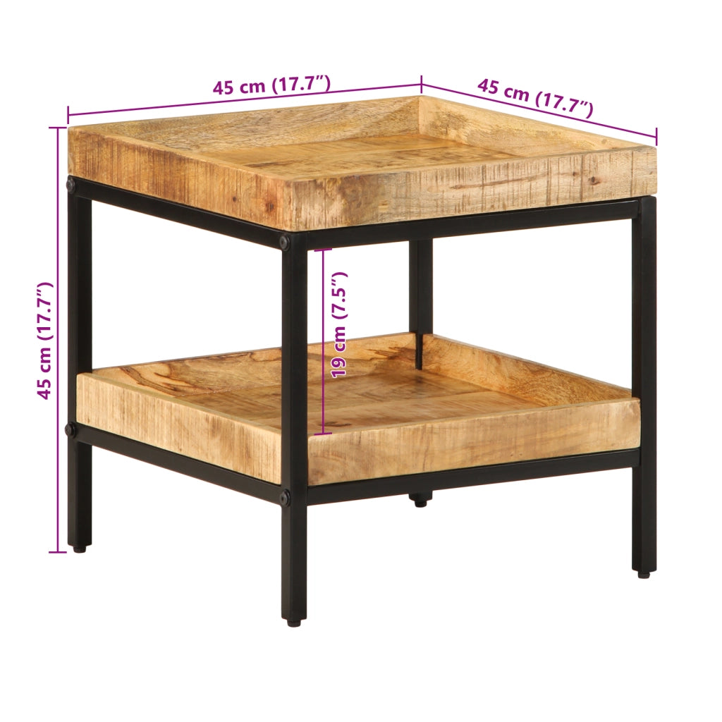 Tavolino 45x45x45 cm Legno Massello di Mango Grezzo