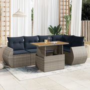 Set Divano da Giardino 6 pz con Cuscini Grigio in Polyrattan 3327267