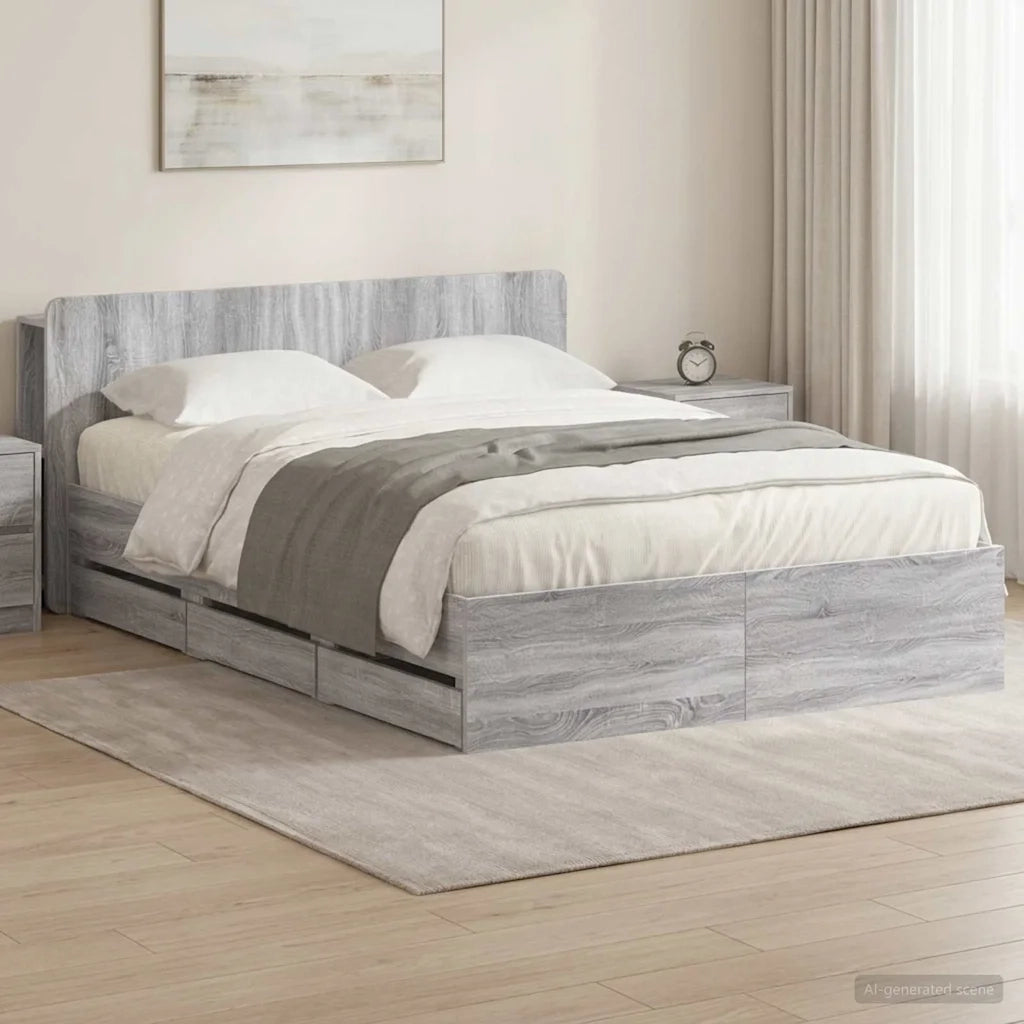 Telaio del letto con storage Sonoma grigio 160 x 200 cm 3433975