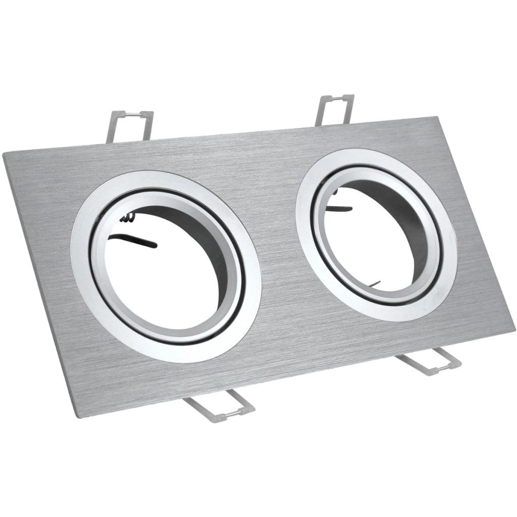 Faretto incasso Polux South 2xGU10 rettangolare argento spazzolato