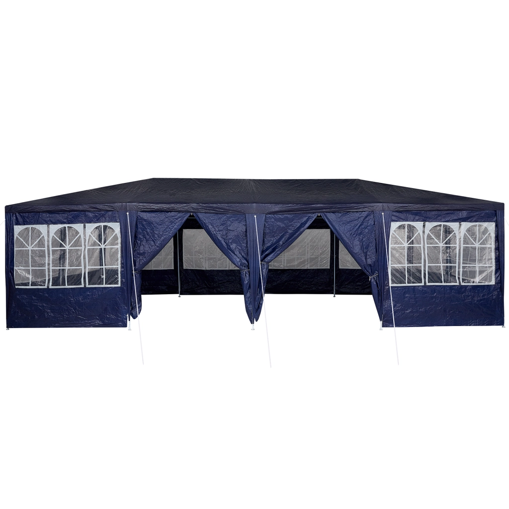 Tenda da festa con 12 pareti laterali blu 8x4 m PE