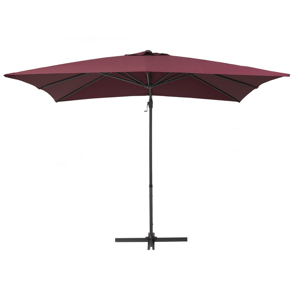 Ombrellone da giardino bordeaux baldacchino palo in acciaio Nero 235 cm a sbalzo resistente agli agenti atmosferici con meccanismo a manovella