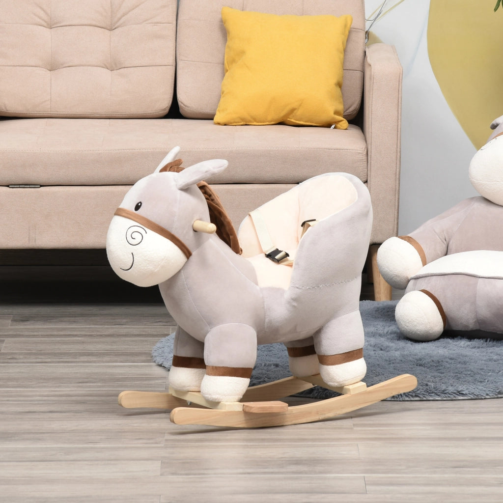 Cavallo a Dondolo in Legno per Bambini ¨C Zephmum ¨C Grigio 61x34x58 cm