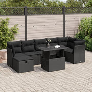 Set Divani da Giardino con Cuscini 8 pz Nero in Polyrattan 3327785