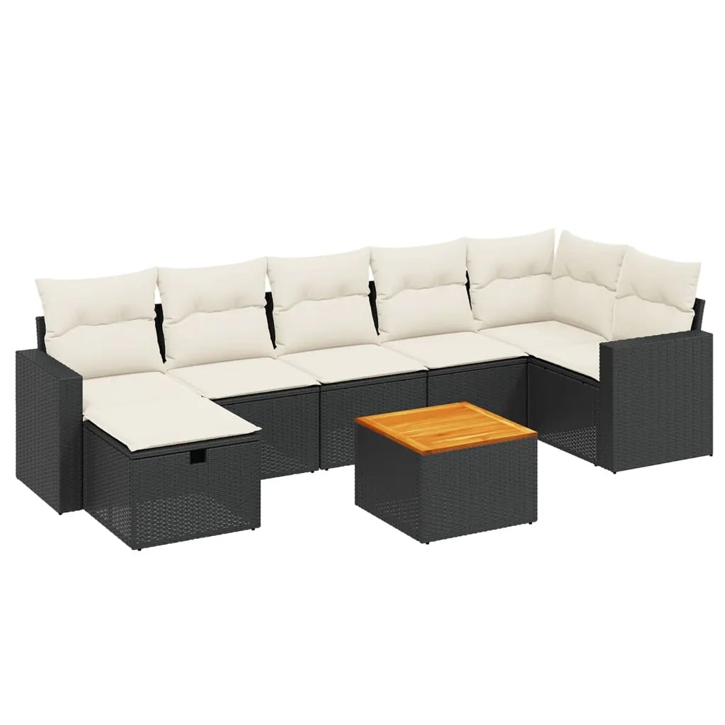 Set Divani da Giardino con Cuscini 8 pz Nero in Polyrattan