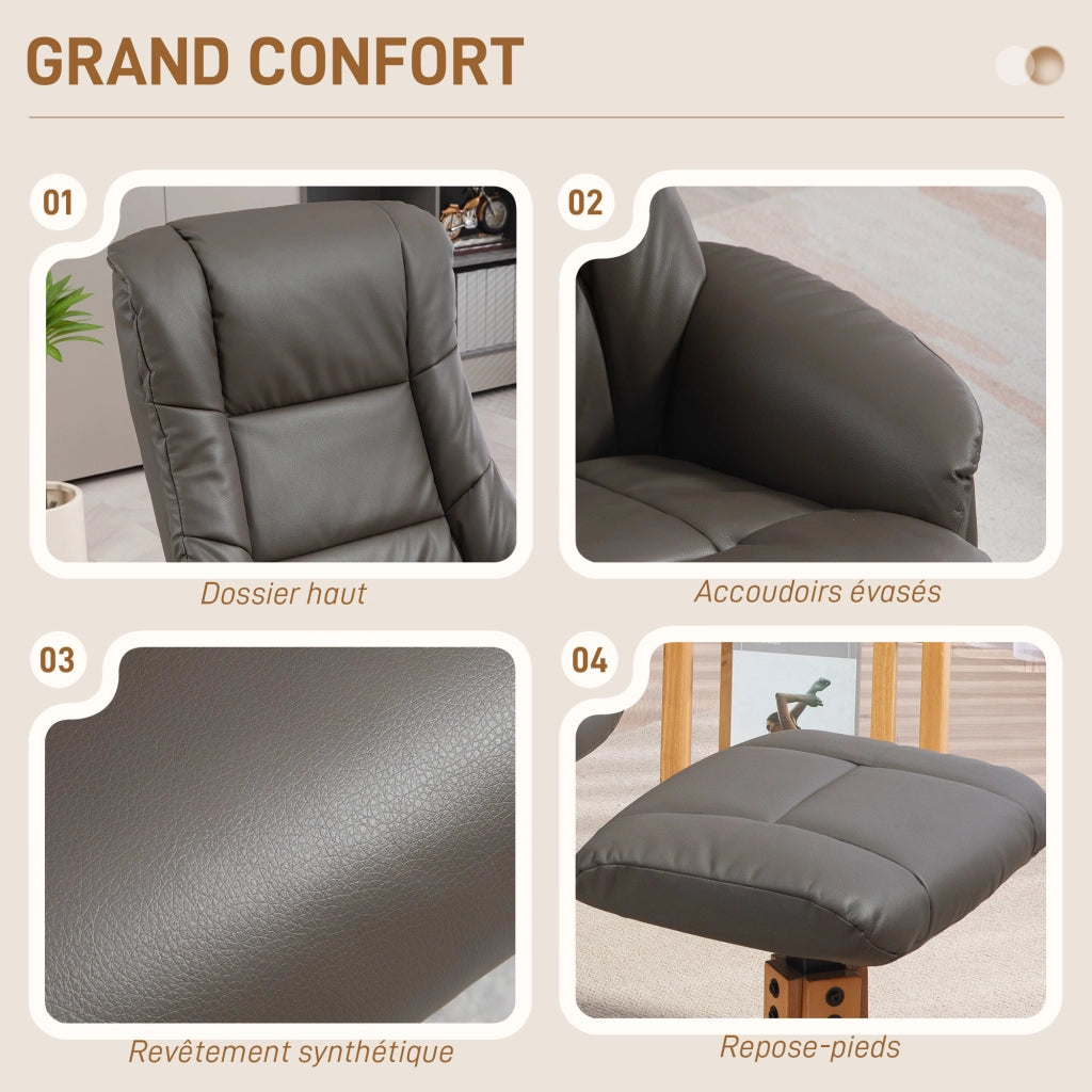 Poltrona Relax Reclinabile Massaggiante con Poggiapiedi ¨C Zephmum ¨C Grigio Velluto