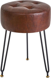 Sostegno a piede rotondo in pelle finta - vanità make-up - colore marrone scuro - gambe in acciaio dorato