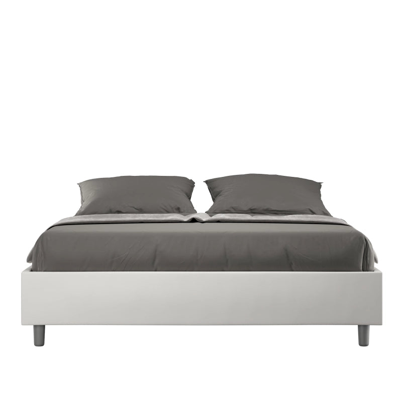 Letto Sommier imbottito Matrimoniale 160x200 cm Azelia - Bianco,Similpelle,Senza rete