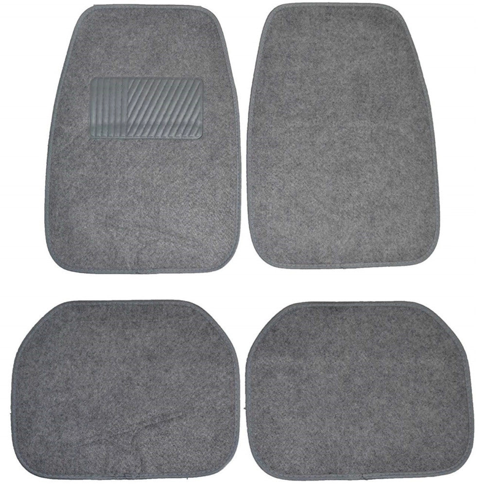 Trade Shop - Set 4 Pezzi Tappetini Tappetino Moquette Grigio Tessuto Auto Antiscivolo -
