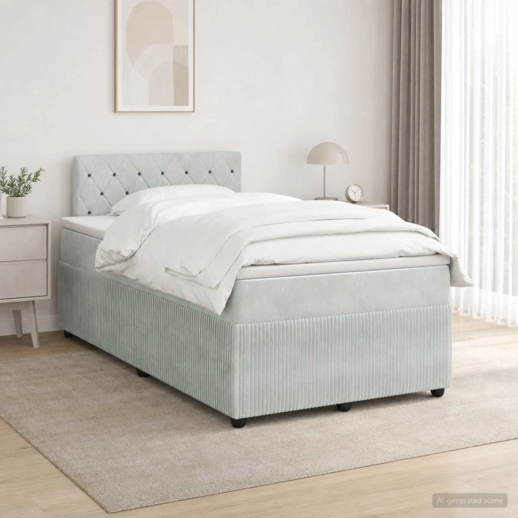 Letto box spring con materasso Grigio Chiaro 120 x 190 cm 3451631