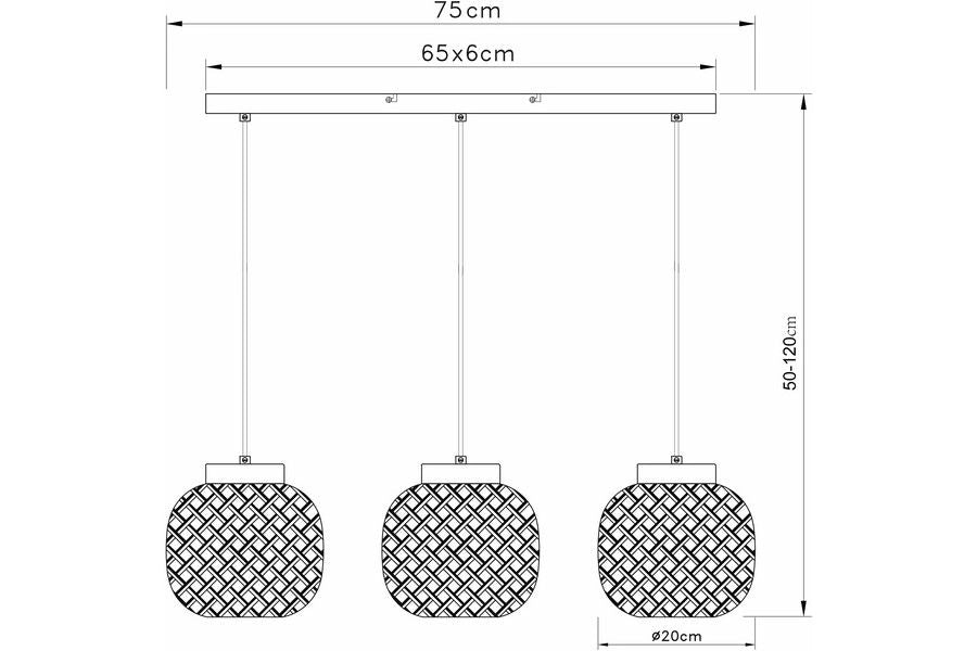 Lampada sospensione boho 3 luci bambù nero E27 Elaine