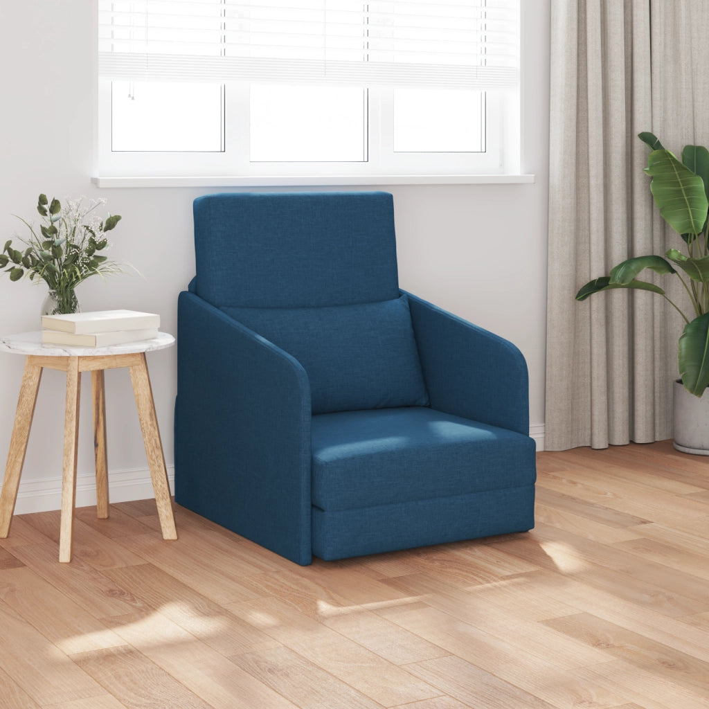 Divano Letto da Terra 2-in-1 Blu 65x80x83 cm Tessuto
