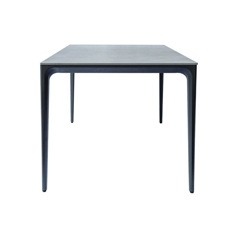 Tavolo Alghero 180x90 Alluminio Antracite Piano Gress Grigio Moia