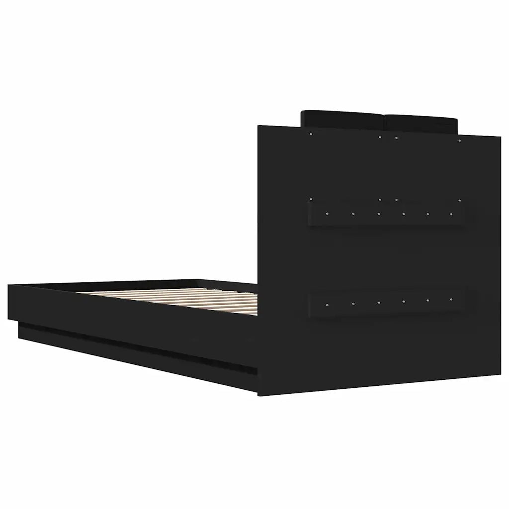 Giroletto con Testiera-Struttura Letto con testiera Nero 90x200 cm in Legno Multistrato 964251
