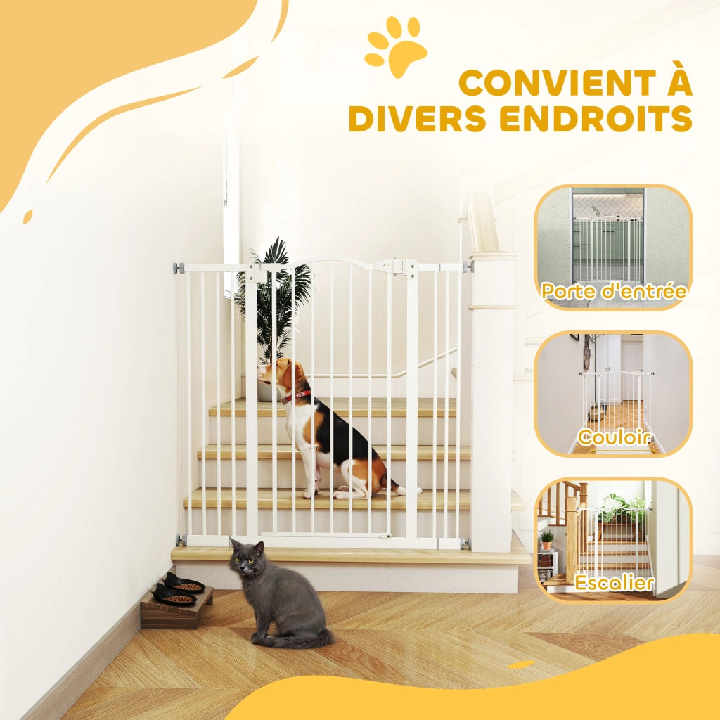 Cancelletto di Sicurezza per Cani Estensibile 74-100 cm ¨C Xylo ¨C Chiusura Automatica Bianco