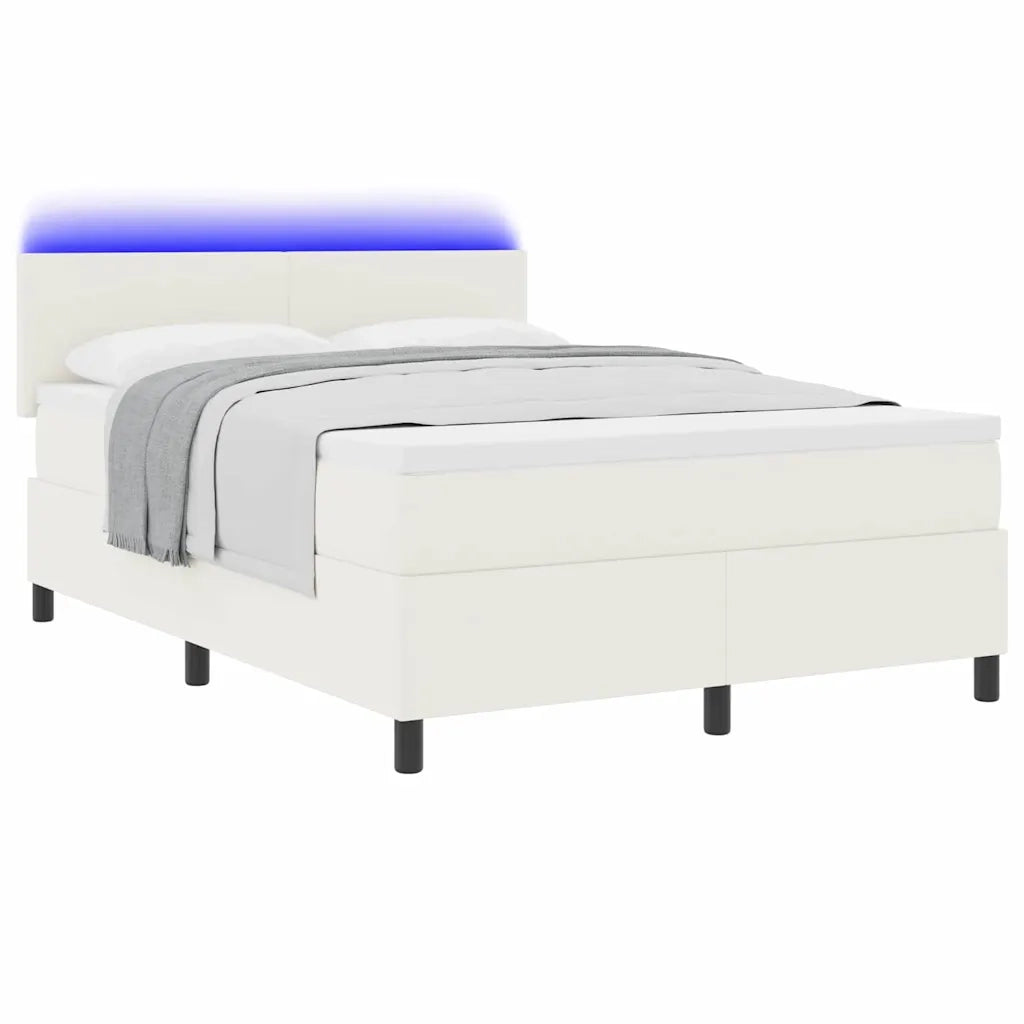 Letto a Sorgente LED con testiera Crema e Bianco 160 x 200 cm 3337609