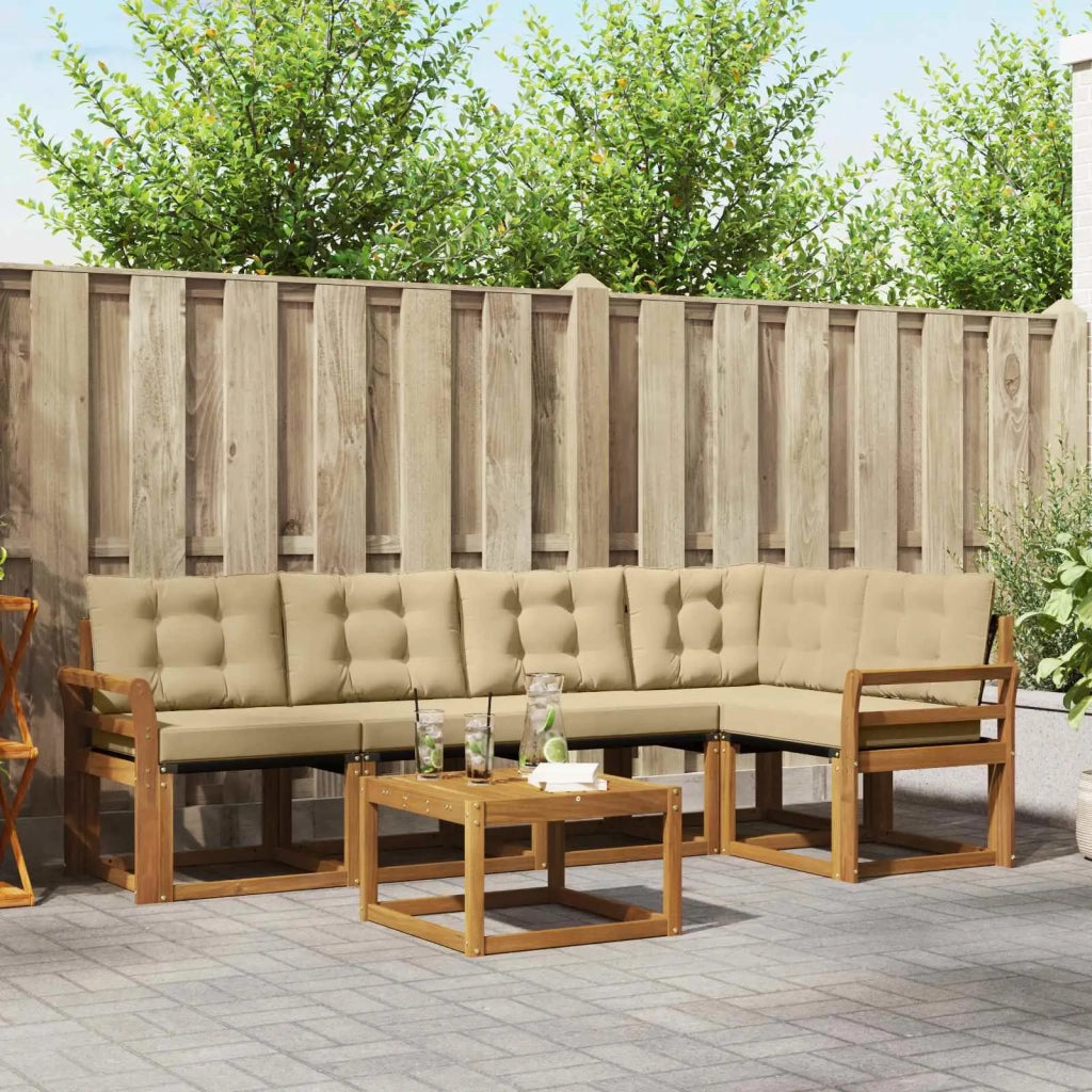 Set di divani da esterno con cuscino 6 pcs Naturale e Beige