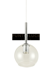 INFINITY-G C Sospensione 1 luce struttura in metallo cromo con vetro cristallo  attacco E27 diametro 25cm senza base
