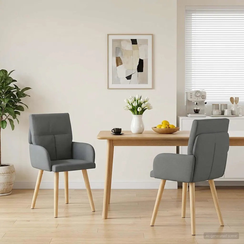 Sedie da pranzo 2 pcs Tessuto Grigio Scuro 60 x 56 x 96 cm 42034359