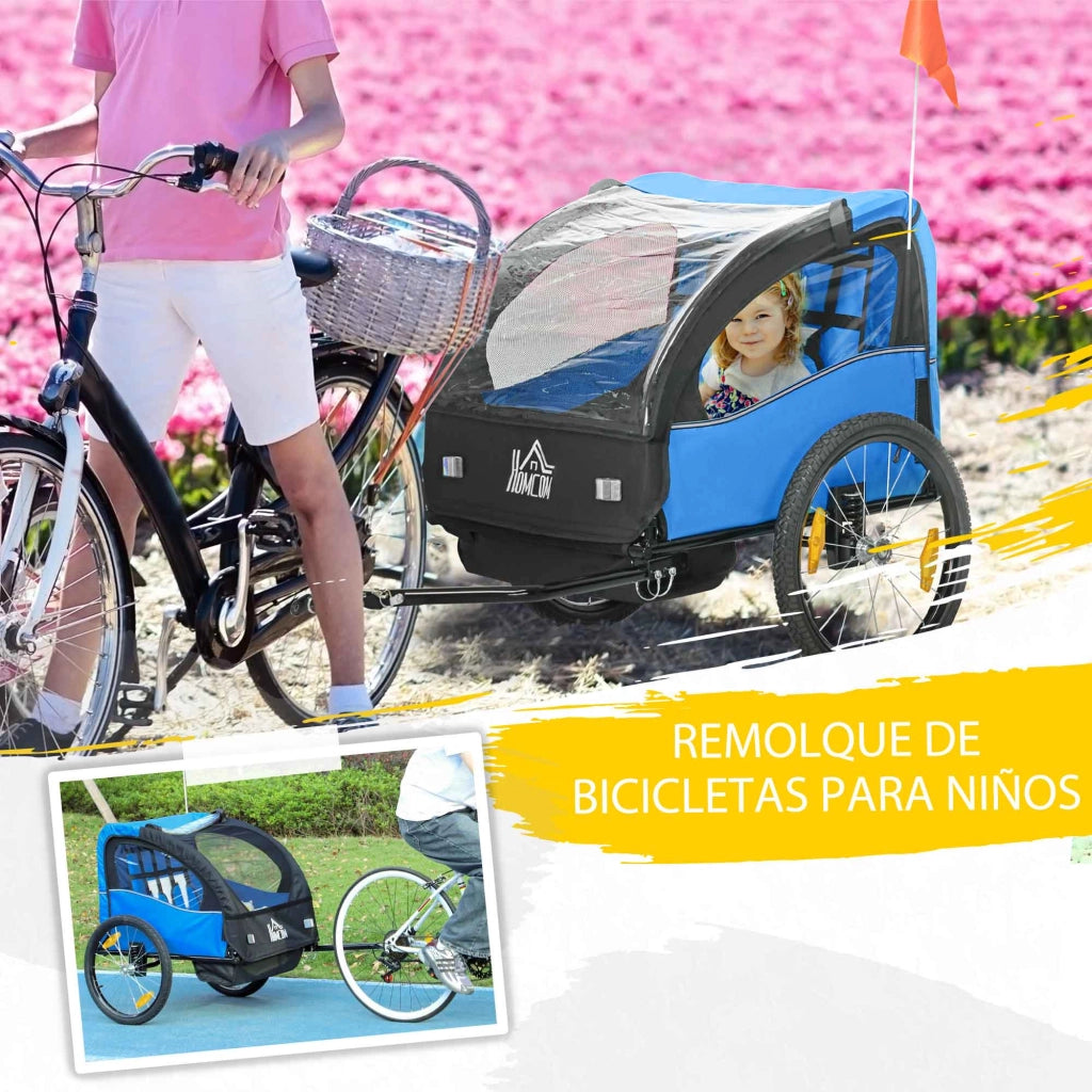 Carrello Bici Bambini con Sicurezza e Ammortizzatore ¨C Zephmum ¨C Blu