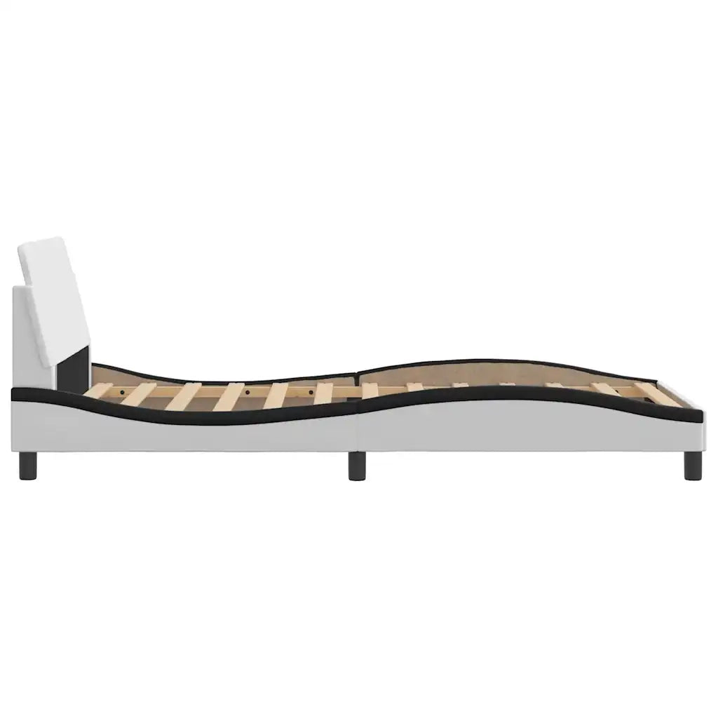 Letto singolo | Letto per adulti | Giroletto Dover Nero e Bianco 100x200 cm in Similpelle