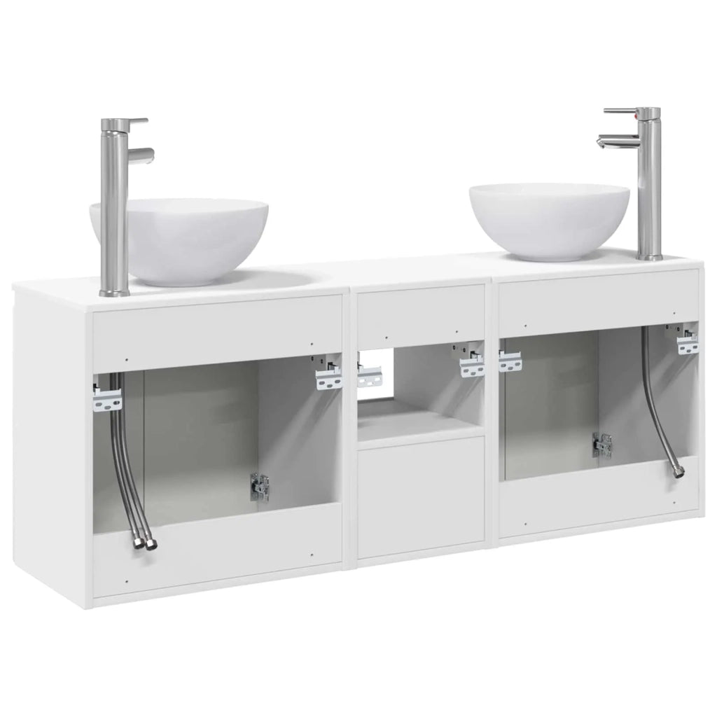Set di Armadi da Bagno 3 pz Bianco 129 x 35 x 80 cm 3405617