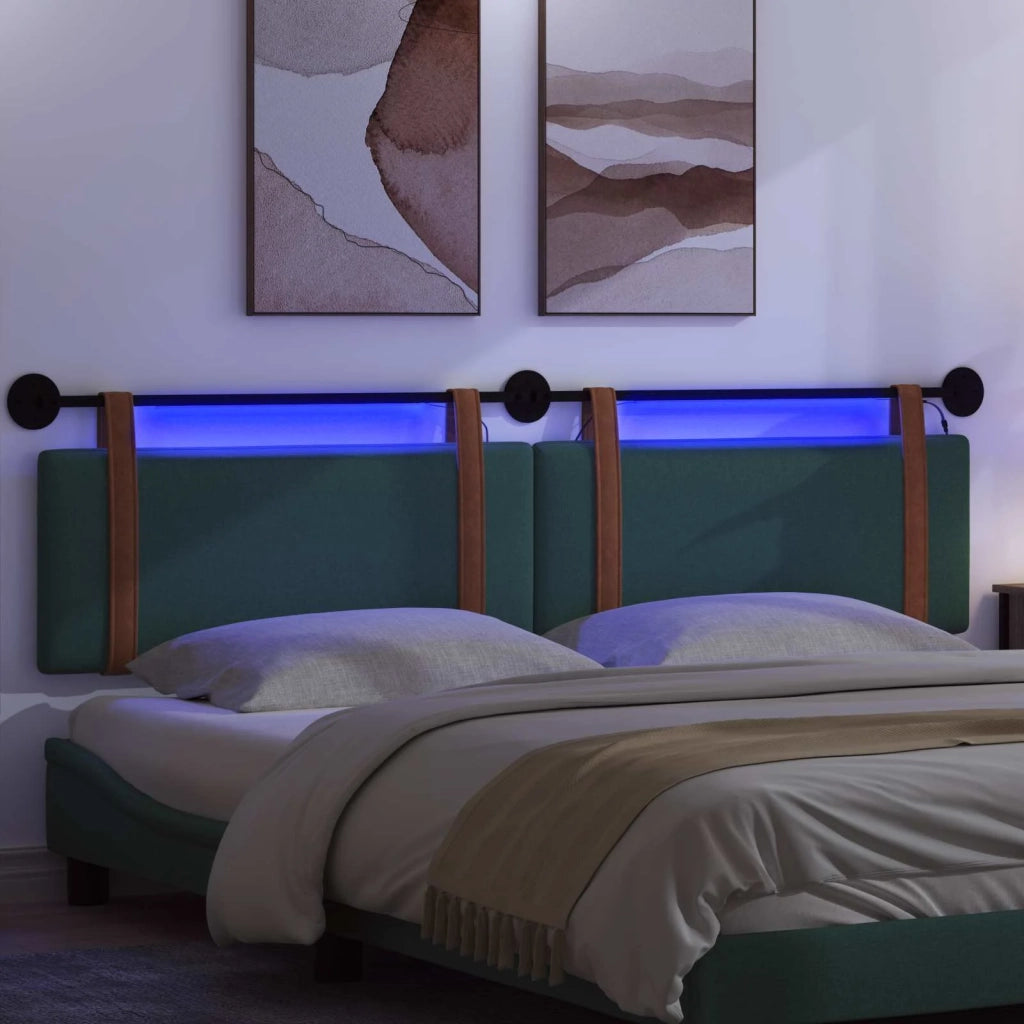 Testiera sospesa Con luce LED Verde Scuro PU Antico
