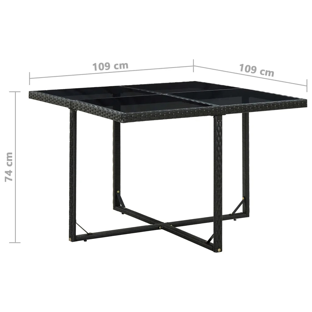 Set da Pranzo da Giardino 9 pz con Cuscini in Polyrattan Nero  cod mxl 34800