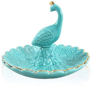 Organizzatore di accessori da donna con display per collane e orecchini, contenitore per gioielli, laccio per catenina e anello, decorazione per casa - Pappagallo blu