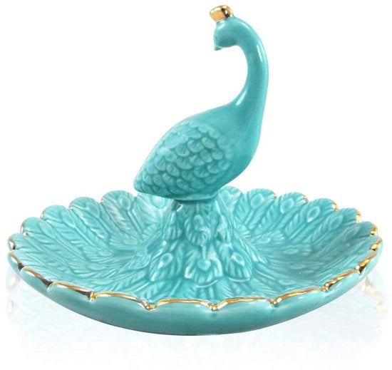 Organizzatore di accessori da donna con display per collane e orecchini, contenitore per gioielli, laccio per catenina e anello, decorazione per casa - Pappagallo blu