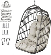 Sedia a Sospensione Standard - Sedia a Sospensione a Forma di Uovo - Sedia a Sospensione Cocoon - Sedia a Sospensione con Supporto Standard - Sedia a Sospensione a Forma di Uovo - Grigio