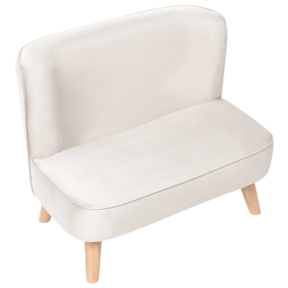 Divano per bambini rivestito in velluto senza braccioli beige per bambini piccoli stile moderno