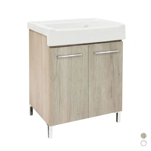 Mobile Lavatoio Con Lavabo In Ceramica 2 Ante Xilon - Olmo Montano - LxP 75x50 cm (2 anta)