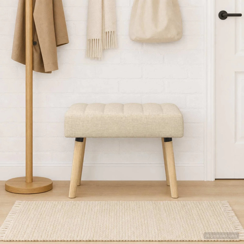 Panchina trapuntata a canale Crema 60 x 40 x 45 cm Tessuto 42038466